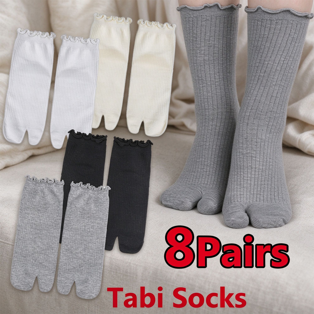Toe Sock Split - Japanese Cotton Tabi Socks Ruffled Solid