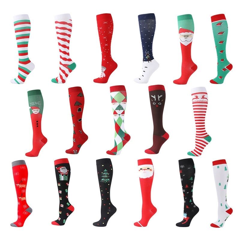 Compression Sleeve Calf - 1 Pair Christmas Pressure Socks Sports